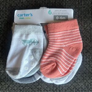 NEW! Carters baby boy 6 pack socks 0/6 months